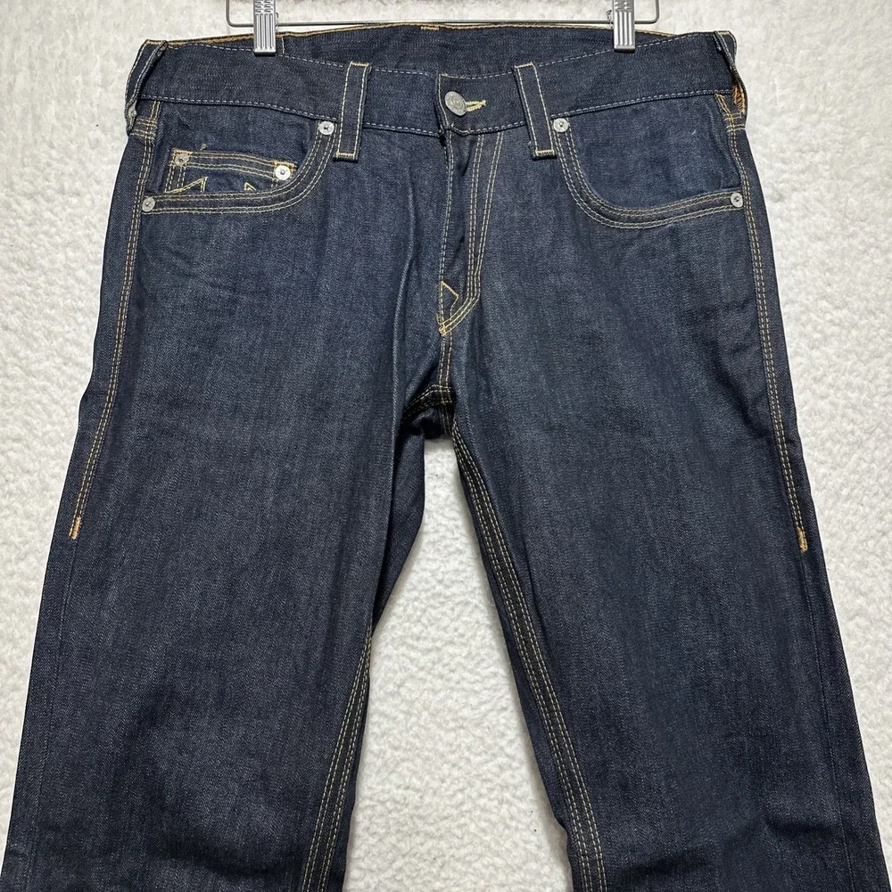 Vintage True‎ Religion Jeans Bobby QT Blue Dark Wash Size 33 Made In USA